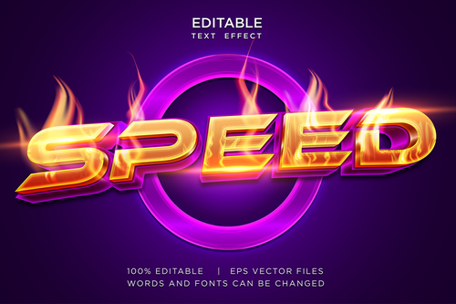 Editable speed text effect vector