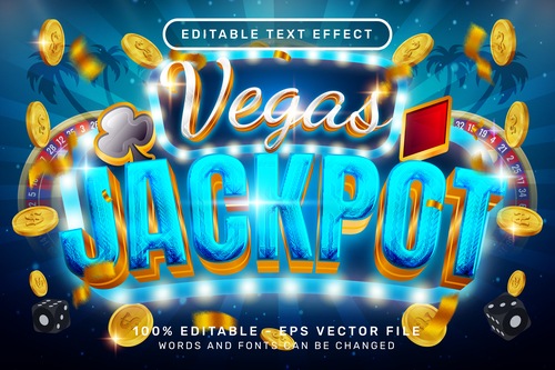 Editable text effect 3d vegas jackpot vector