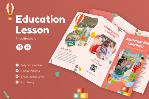 Education lesson brochure vector