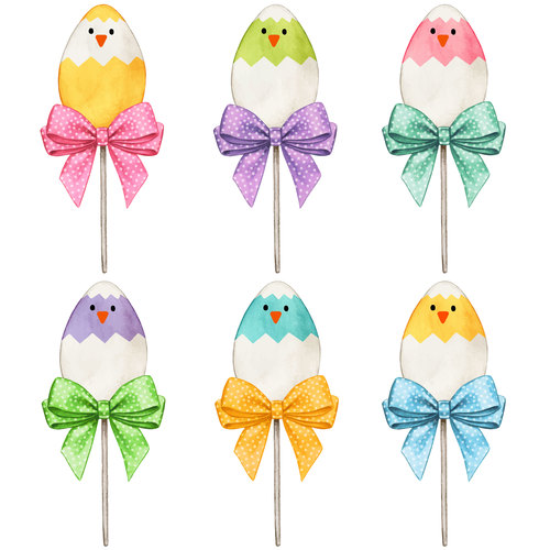 Egg pops with bow easter decoration vecto