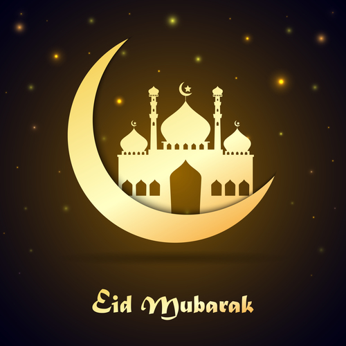 Eid mubarak greeting card vector