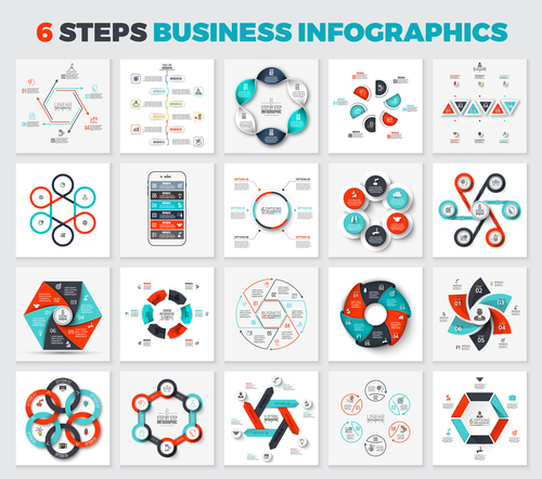 Elements for infographic with 6 steps vector
