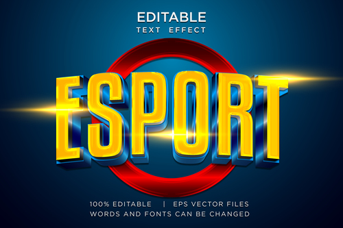 Esport 3d editable text effect vector