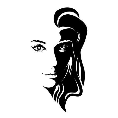 Female portrait silhouette vector