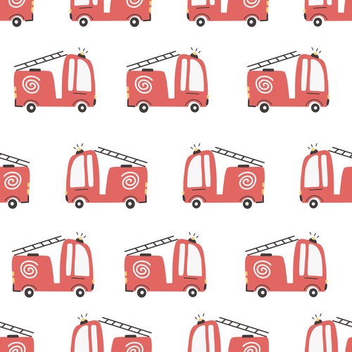 Fire truck cartoon seamless pattern vector
