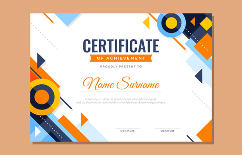 Flat modern certificate vector