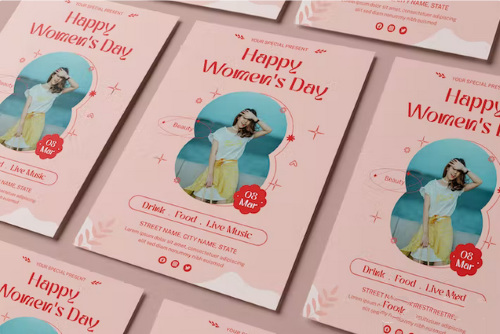 Flyer happy womens day vector