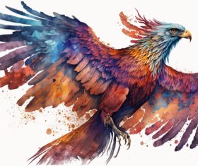 Flying eagle watercolor painting vector
