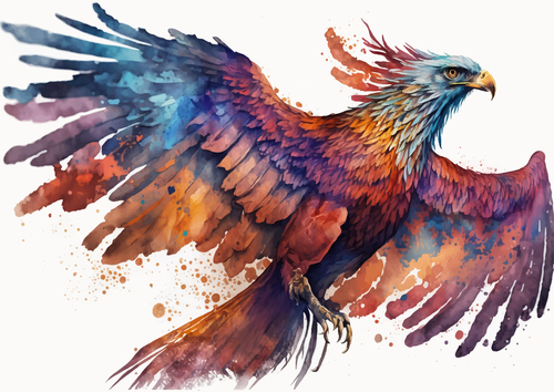 Flying eagle watercolor painting vector