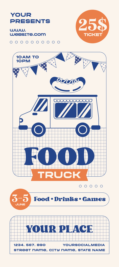 Food truck leaflets vector