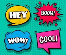 Four colorful comic speech bubbles vector