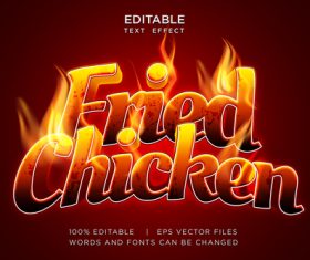 Fried chicken editable text effect vector