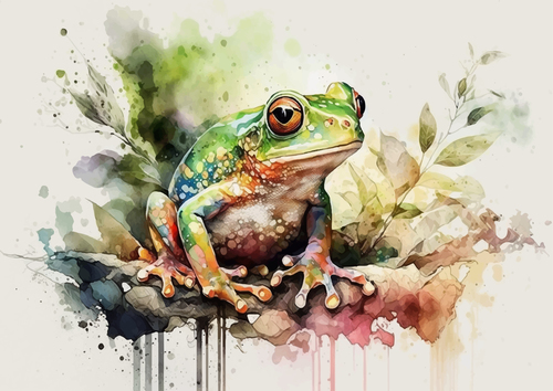 Frogs in their natural habitat watercolor vector
