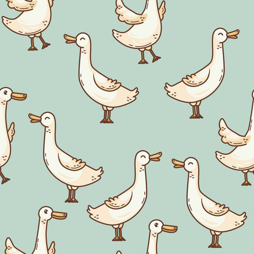 Funny goose family seamless pattern vector