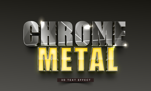 Ghrome metal 3d text effect vector