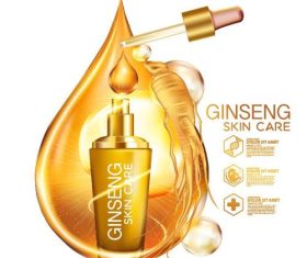 Ginseng essence cosmetics advertisement vector