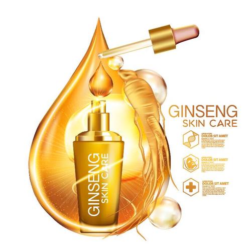 Ginseng essence cosmetics advertisement vector