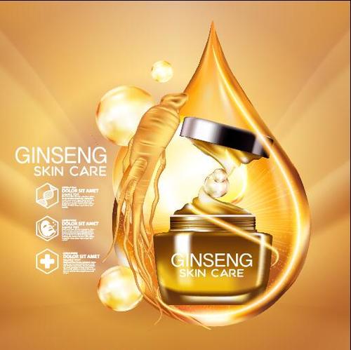 Ginseng skin care cosmetics advertising vector