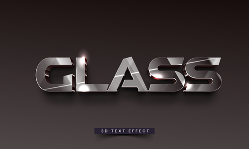Glass 3d text effect vector