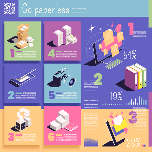 Go paperless infographics vector