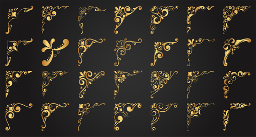 Gold corners decorative vector