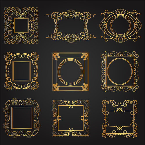 Golden frames collection vector