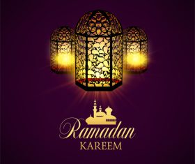 Golden lantern ramadan kareem vector