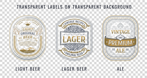 Golden stickers beer labels vector