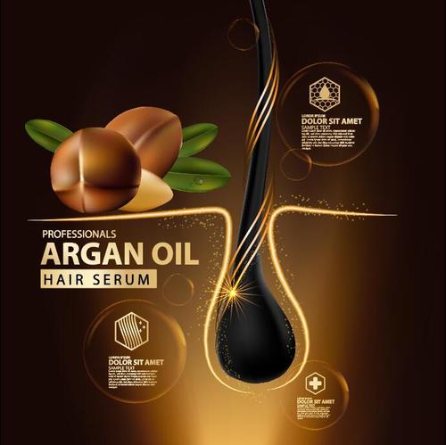 Hair care essential oil advertisement vector