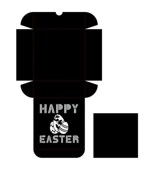 Happy easter eggs thin square box vector