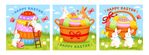 Happy easter greeting card vector