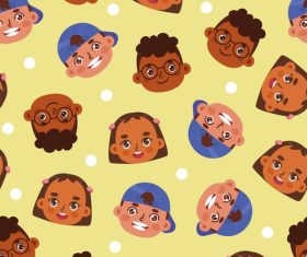 Happy kids face seamless pattern vector