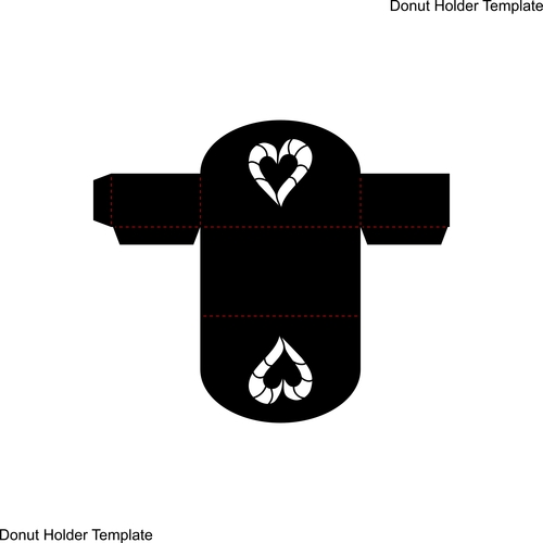 Hearts decorative holes donut holder box vector