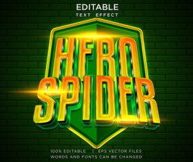 Hero spider 3d editable text effect vector