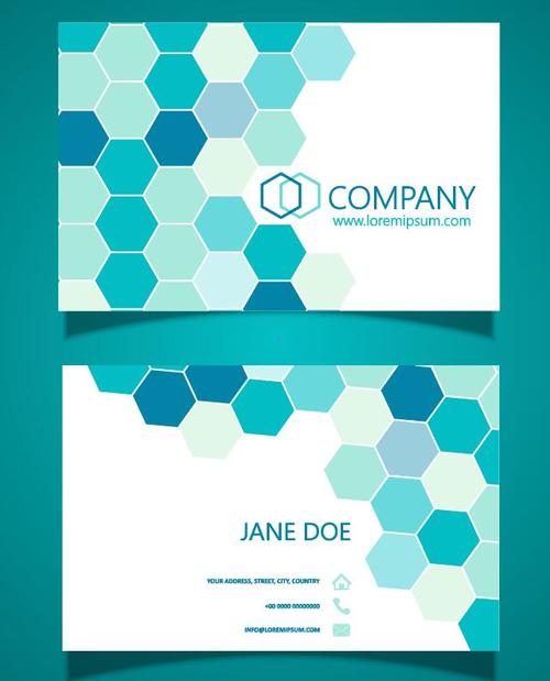 Hexagonal background business card vector