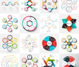 Hexagons circles and cycle elements infographic vector