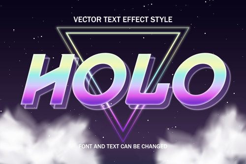 Holo 3d editable text effect font vector