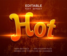 Hot editable text effect vector