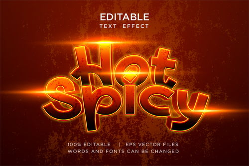 Hot spicy editable text effect vector