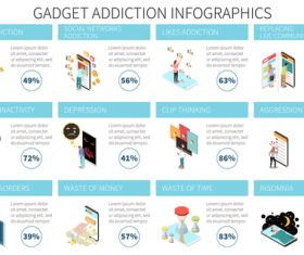 Illustration infographics gadget addiction vector