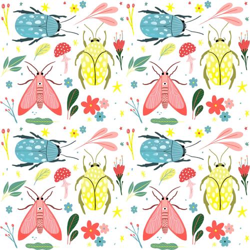 Insect seamless background pattern vector