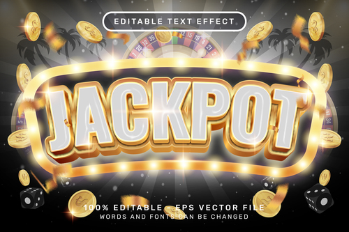 Jackpot 3d editable text effect vector