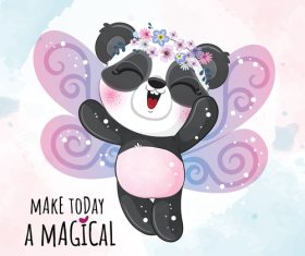 Joyful panda cartoon illustration vector