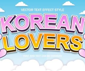 Korean lovers 3d editable text effect font style vector