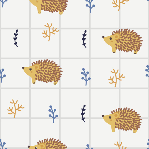 Little hedgehogs seamless pattern vector