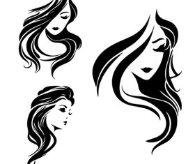 Long hair female silhouette vector