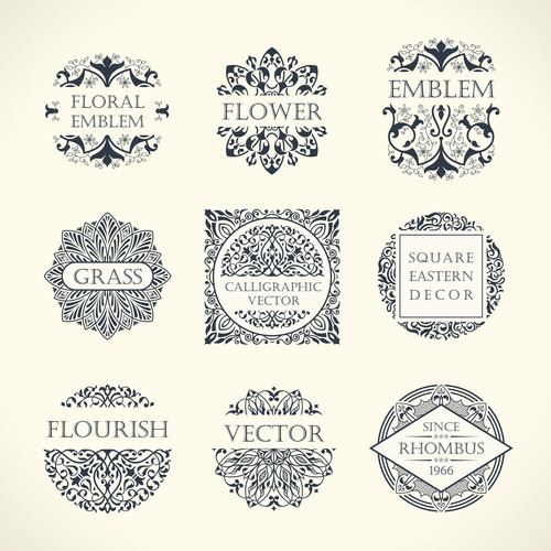 Luxurious vintage emblems and design frames vector