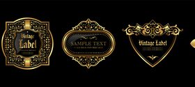 Luxury ornamental gold labels vector