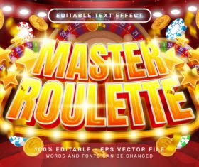 Master roulette 3d editable text effect vector