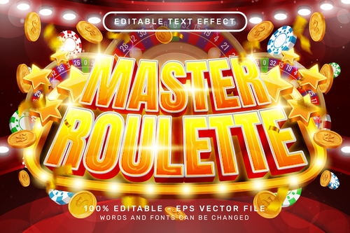 Master roulette 3d editable text effect vector
